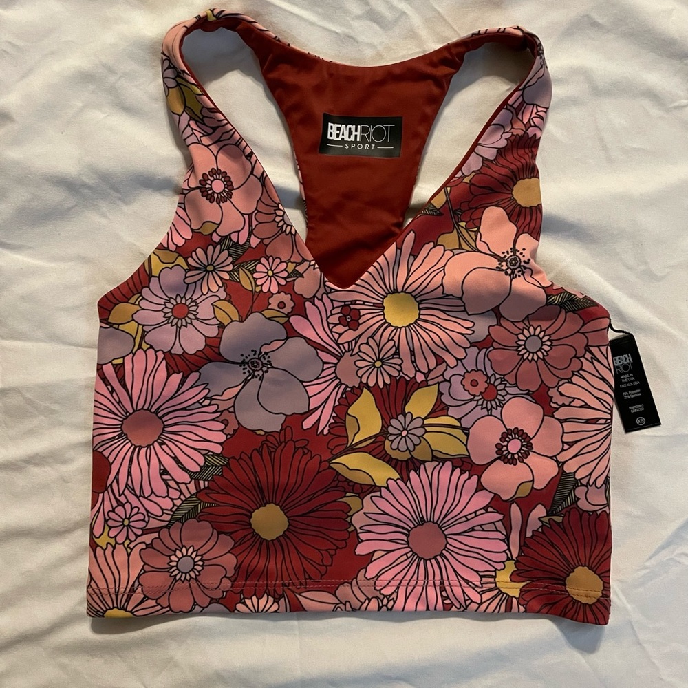 NWOT beach riot floral sports bra